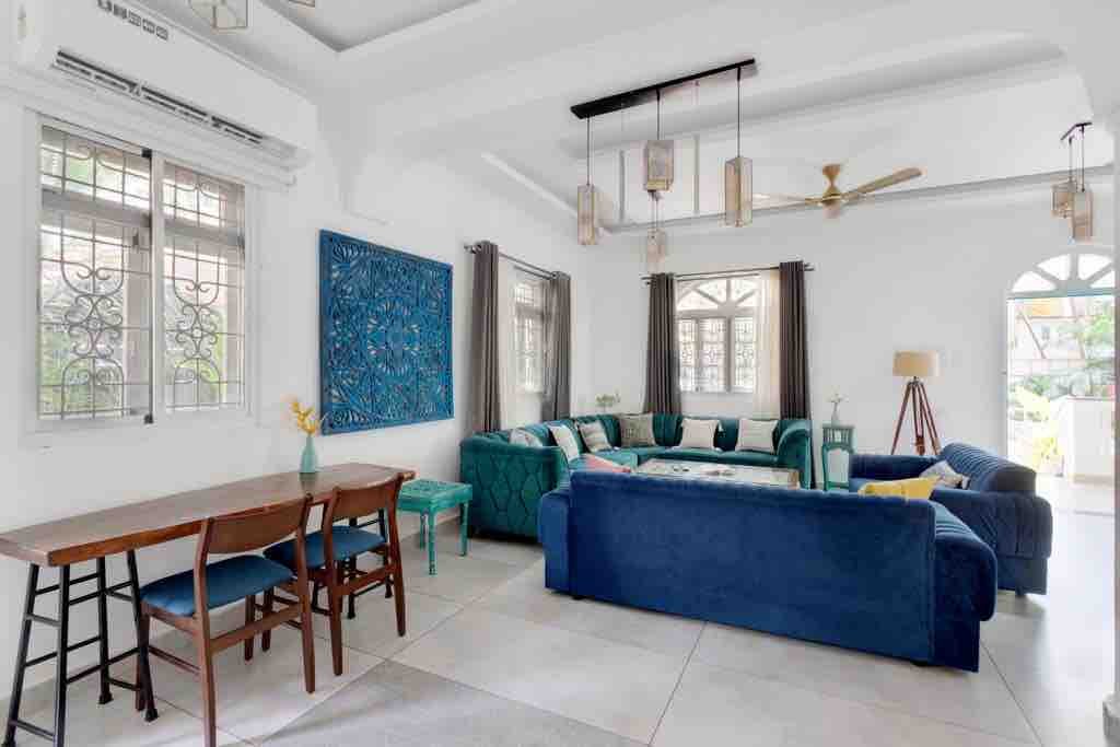 Sleek White 8BDR Villa Near Baga Beach